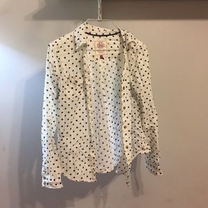 Blue and White Polka-Dot Long-Sleeve